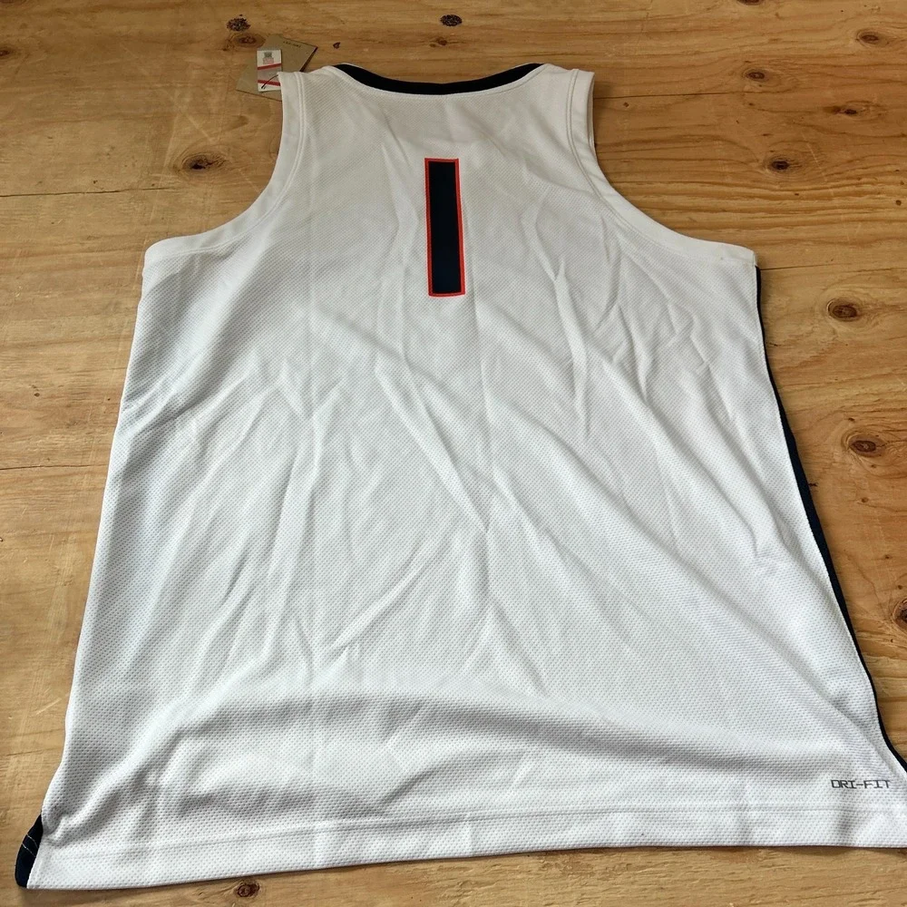 Nike Virginia Cavaliers #1 NCAA Basketball Jersey White Mens Size Large New - Picture 3 of 11